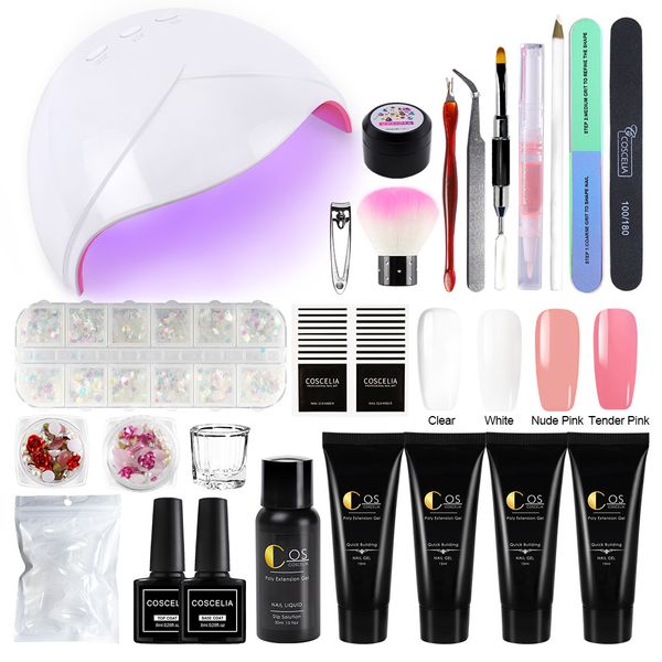 coscelia 4pcs/set poly extention gel kits nail art french nail with led uv lamp full manicure set uv gel polish kit
coscelia 4pcs/set poly extention gel kits nail art french nail with led uv lamp full manicure set uv gel polish kit