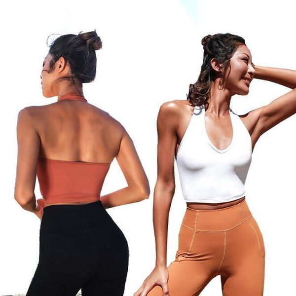 new sports yoga vest women with breast pad neck strap bras high waist gym fitness running dancing training, White;black
new sports yoga vest women with breast pad neck strap bras high waist gym fitness running dancing training, White;black
