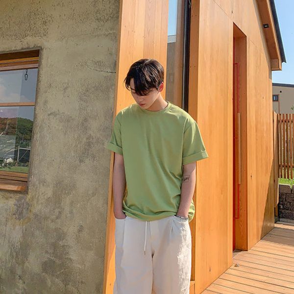 summer short-sleeved t shirt men's fashion casual green o-neck t-shirt men streetwear wild loose korean tshirt mens, White;black
summer short-sleeved t shirt men's fashion casual green o-neck t-shirt men streetwear wild loose korean tshirt mens, White;black