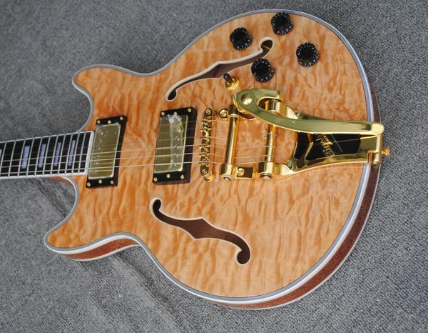 small size es 339 semi hollow body tobacco sunburst quilted maple jazz electric guitar double f holes, red turtle pickguard, dot inlaycu
small size es 339 semi hollow body tobacco sunburst quilted maple jazz electric guitar double f holes, red turtle pickguard, dot inlaycu