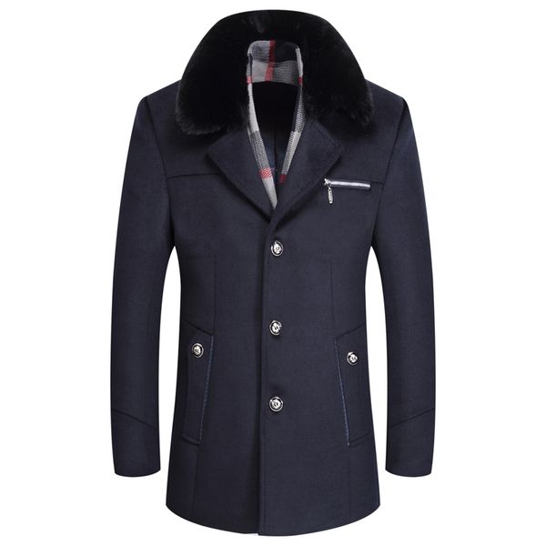 vogue winter men long woolen coat fur collar warm woolen coats male solid color slim voguewindbreaker jacket, Black
vogue winter men long woolen coat fur collar warm woolen coats male solid color slim voguewindbreaker jacket, Black