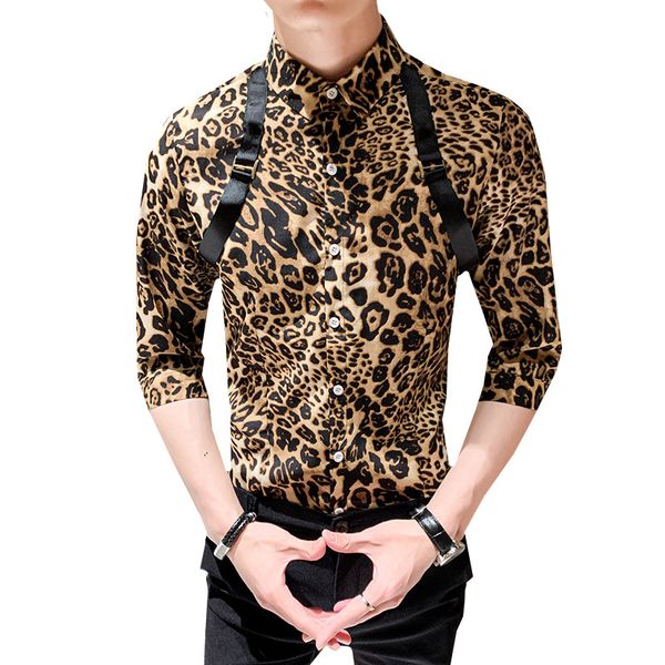 men's social shirt half sleeve leopard print casual shirts slim fit vintage shirts male nightclub bar party fashion 2020 clothes, White;black
men's social shirt half sleeve leopard print casual shirts slim fit vintage shirts male nightclub bar party fashion 2020 clothes, White;black