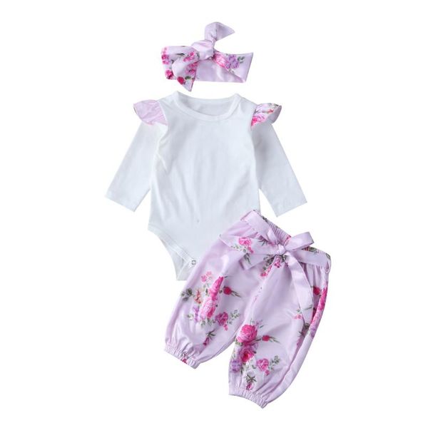 3pcs newborn kids baby girls ruffles romper + floral pants + headband outfit set clothes, White
3pcs newborn kids baby girls ruffles romper + floral pants + headband outfit set clothes, White