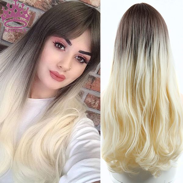 azqueen long brown blonde ombre wigs with bangs wave heat resistant wavy hair synthetic wig for women african american cosplay, Black
azqueen long brown blonde ombre wigs with bangs wave heat resistant wavy hair synthetic wig for women african american cosplay, Black