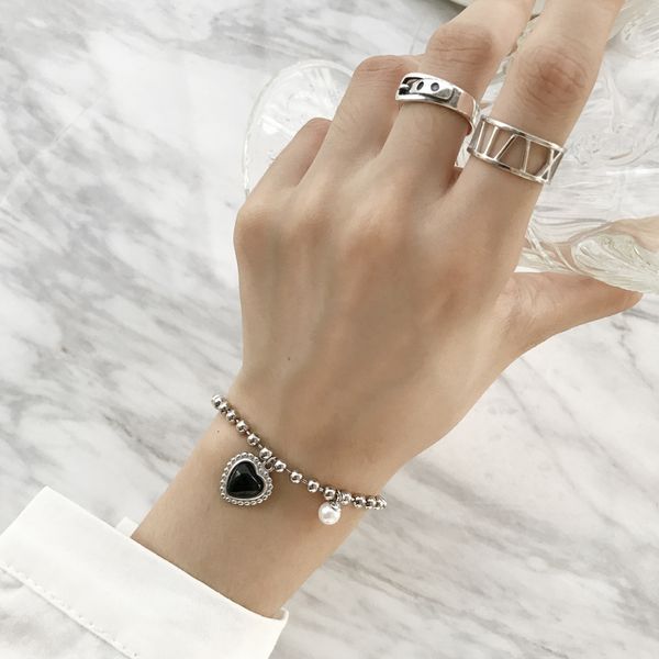925 sterling silver ball bead chain bracelet white shell pearl pendant heart shape black agate gemstone bracelets nature jewelry, Golden;silver
925 sterling silver ball bead chain bracelet white shell pearl pendant heart shape black agate gemstone bracelets nature jewelry, Golden;silver