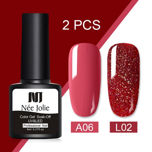 nee jolie 8ml glitter uv gel nail polish set solid color led nail gel varnish semi permanent lacquer sequins 2pcs/set, Red;pink
nee jolie 8ml glitter uv gel nail polish set solid color led nail gel varnish semi permanent lacquer sequins 2pcs/set, Red;pink