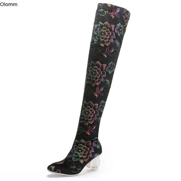 rontic stylish women winter thigh high flexible boots strange style heels boots round toe black party shoes women us size 4-10.5
rontic stylish women winter thigh high flexible boots strange style heels boots round toe black party shoes women us size 4-10.5