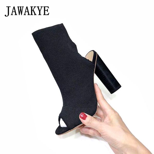 jawakye stretch knitting ankle boots women peep toe slip on autumn party shoes chunky high heels winter sock boots botas mujer, Black
jawakye stretch knitting ankle boots women peep toe slip on autumn party shoes chunky high heels winter sock boots botas mujer, Black