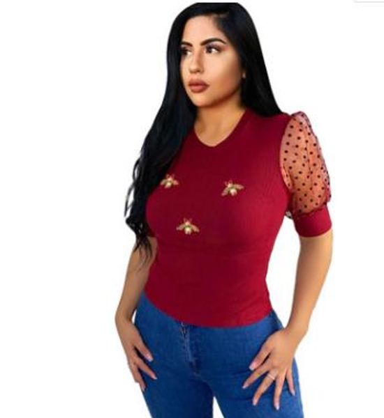 plus size women clothing womens t shirts beaded bee decorated summer t shirt with round collar s-3xl, White
plus size women clothing womens t shirts beaded bee decorated summer t shirt with round collar s-3xl, White