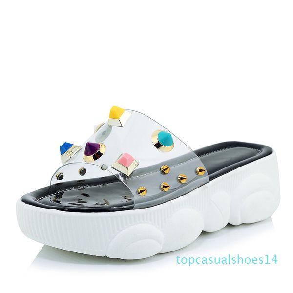 jk transparent pvc slippers women open toe footwear platform shoes slides female studded mules shoes woman summer plus size 46 t14, Black
jk transparent pvc slippers women open toe footwear platform shoes slides female studded mules shoes woman summer plus size 46 t14, Black
