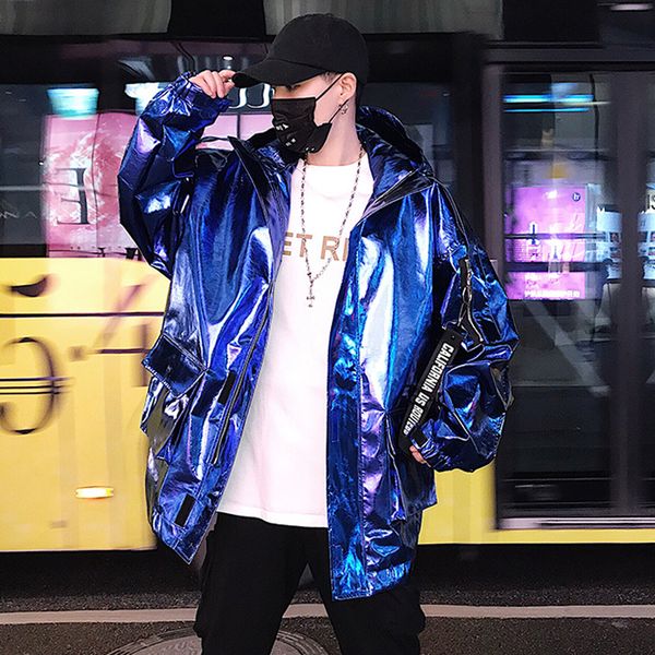 2019 new fashion male nightclub show pu leather coat jacket loose coat team windbreaker streetwear hip hop blue, Black
2019 new fashion male nightclub show pu leather coat jacket loose coat team windbreaker streetwear hip hop blue, Black
