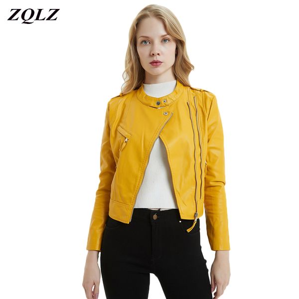 zqlz ladies pu faux leather jacket mandarin collar zipper long sleeve short coat spring autumn motorcycle leather jackets women, Black
zqlz ladies pu faux leather jacket mandarin collar zipper long sleeve short coat spring autumn motorcycle leather jackets women, Black