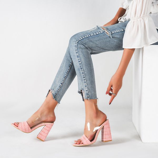 pvc transparent women slippers summer block high heels roman sandals clear strap open toe ladies shoes zapatos mujer, Black
pvc transparent women slippers summer block high heels roman sandals clear strap open toe ladies shoes zapatos mujer, Black