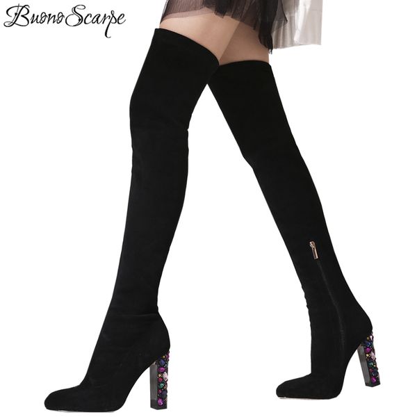 2019 spring autumn chunky high heels stretch boots rhinestone over the knee black boots crystal strass thigh high mujer
2019 spring autumn chunky high heels stretch boots rhinestone over the knee black boots crystal strass thigh high mujer