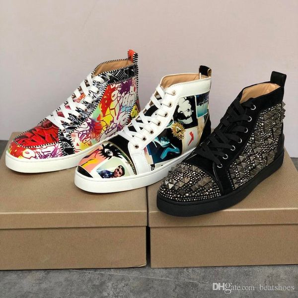 designer high shoes red bottom junior spikes sneaker leather orlato sneaker printing lace-up trainers women flat party shoe, Black
designer high shoes red bottom junior spikes sneaker leather orlato sneaker printing lace-up trainers women flat party shoe, Black