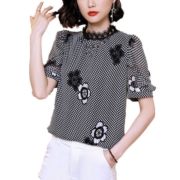 new arrival 2020 women summer high street fashon stand collar with lace printed blouses shirt female causal loose shirts, White
new arrival 2020 women summer high street fashon stand collar with lace printed blouses shirt female causal loose shirts, White