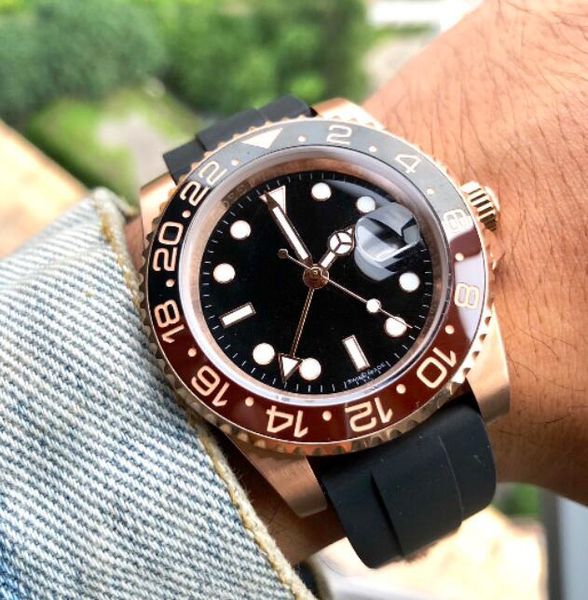 wristwatches men watch automatic movement 40mm stainless steel watchcase waterproof for, Slivery;brown