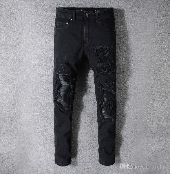 mens pleated black skinny jeans fashion designer distressed slim fit motorcycle men biker jeans hole beggar hip hop denim pants 520, Blue
mens pleated black skinny jeans fashion designer distressed slim fit motorcycle men biker jeans hole beggar hip hop denim pants 520, Blue