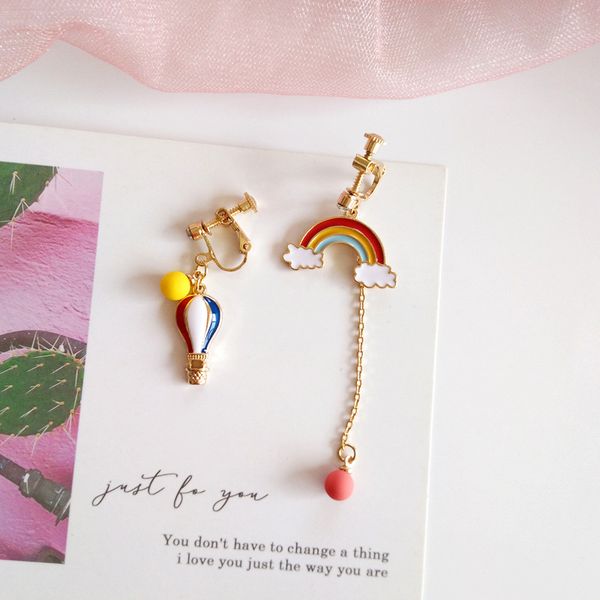 parent-child clip on earrings asymmetrical enamel air balloon rainbow clip on earrings without piercing for kids girls, Silver
parent-child clip on earrings asymmetrical enamel air balloon rainbow clip on earrings without piercing for kids girls, Silver