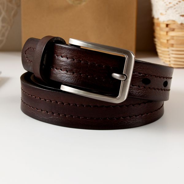 missnanda hand stitched leather ladies belt simple square buckle first layer cowhide casual business belt trousers, Black;brown
missnanda hand stitched leather ladies belt simple square buckle first layer cowhide casual business belt trousers, Black;brown