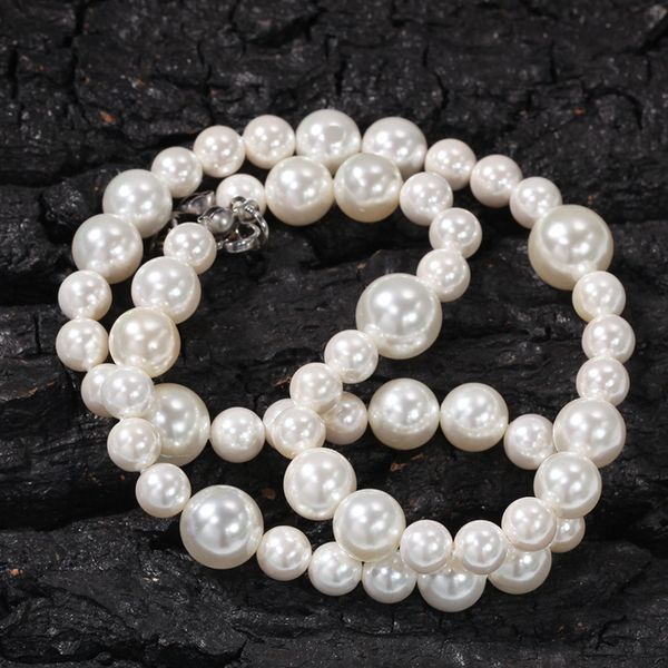 mens womens pearl necklace hip hop jewelry 6mm 8mm 10mm mixed beaded necklaces, Silver
mens womens pearl necklace hip hop jewelry 6mm 8mm 10mm mixed beaded necklaces, Silver