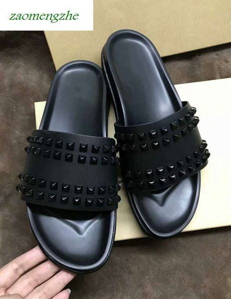 donna studded flat shoes designer willow nails soft bottom rubber slippers men rivet spikes flat slipperswith boxs, Black
donna studded flat shoes designer willow nails soft bottom rubber slippers men rivet spikes flat slipperswith boxs, Black