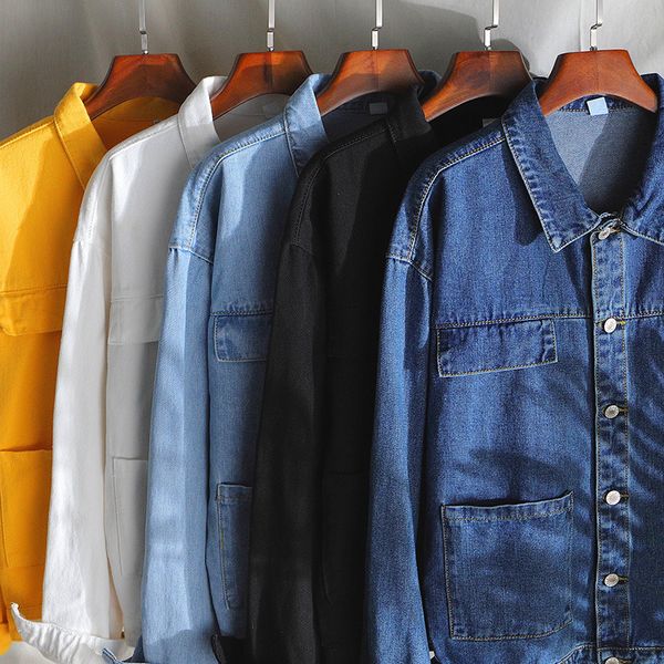 men's jackets 2021 jacket japanese style loose and handsome clothes youth solid color lapel denim clothing coat, Black;brown
men's jackets 2021 jacket japanese style loose and handsome clothes youth solid color lapel denim clothing coat, Black;brown