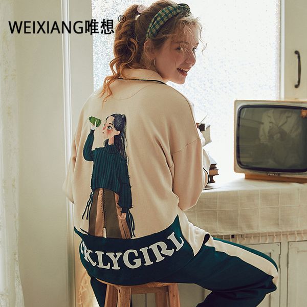 weixiang spring women pajamas sleepwear pijama home wear cotton pyjama home print sweet cute clothing sleep lounge, Blue;gray
weixiang spring women pajamas sleepwear pijama home wear cotton pyjama home print sweet cute clothing sleep lounge, Blue;gray
