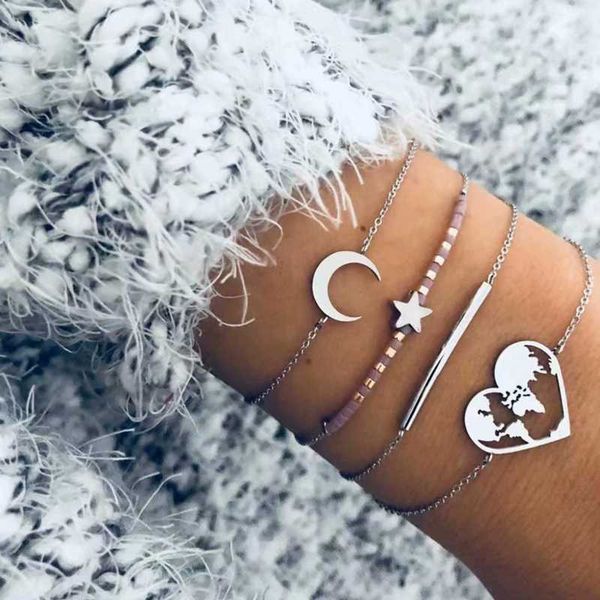 silver new beaded bracelet fashion cool wind moon stars love map five piece sets bracelet, Black
silver new beaded bracelet fashion cool wind moon stars love map five piece sets bracelet, Black