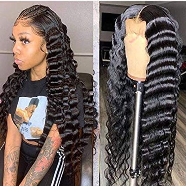 13x6 lace frontal wigs glueless brazilian human hair 360 full lace front wig deep water wave pre plucked hair curly 150% density, Black;brown
13x6 lace frontal wigs glueless brazilian human hair 360 full lace front wig deep water wave pre plucked hair curly 150% density, Black;brown