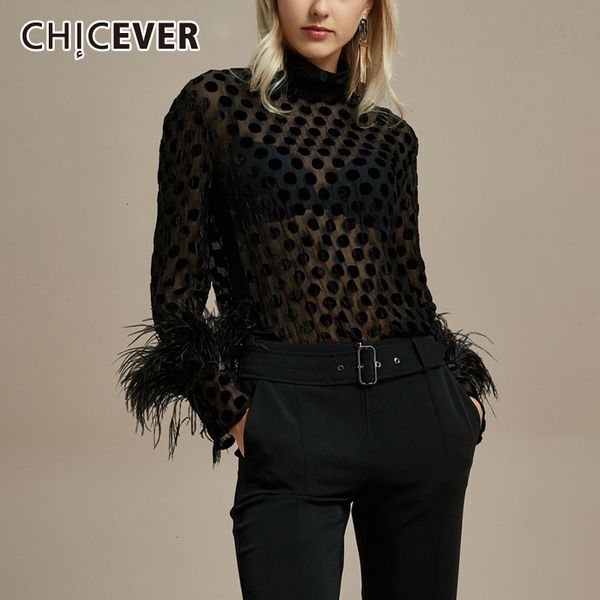 chicever perspective polka dot blouses for women turtleneck long sleeve patchwork feathers autumn shirts female fashion, White
chicever perspective polka dot blouses for women turtleneck long sleeve patchwork feathers autumn shirts female fashion, White