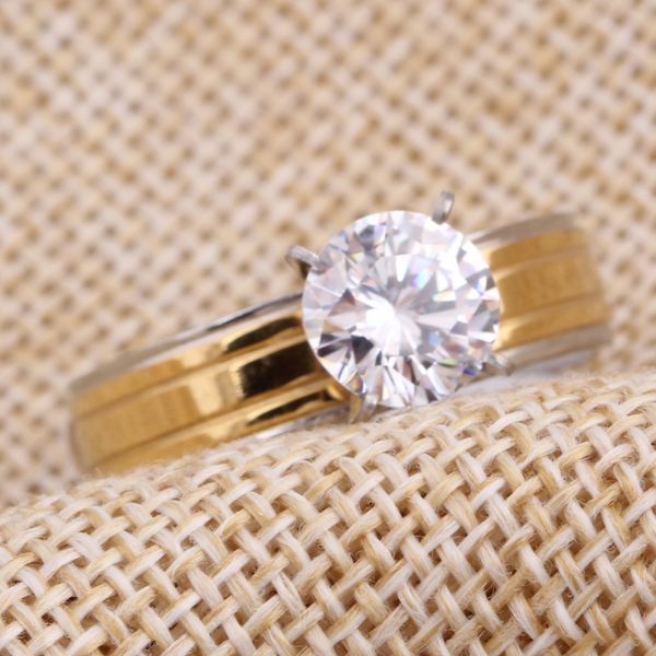 wholesale-wedding engagement charm fashion round rings for women gold-color white cz lady zircon ringstainless steel ring, Golden;silver
wholesale-wedding engagement charm fashion round rings for women gold-color white cz lady zircon ringstainless steel ring, Golden;silver