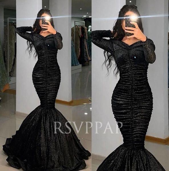 black mermaid long evening dresses 2020 arabic dubai style exquisire pleated long sleeve custom made women formal evening gowns, White;black
black mermaid long evening dresses 2020 arabic dubai style exquisire pleated long sleeve custom made women formal evening gowns, White;black