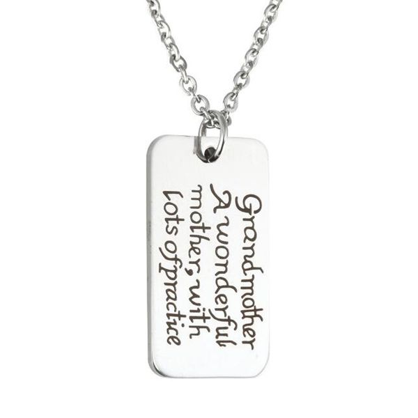 stainless steel silver square pendant necklace inspirational gift grandmother a wonderful mother with lots of practice
stainless steel silver square pendant necklace inspirational gift grandmother a wonderful mother with lots of practice