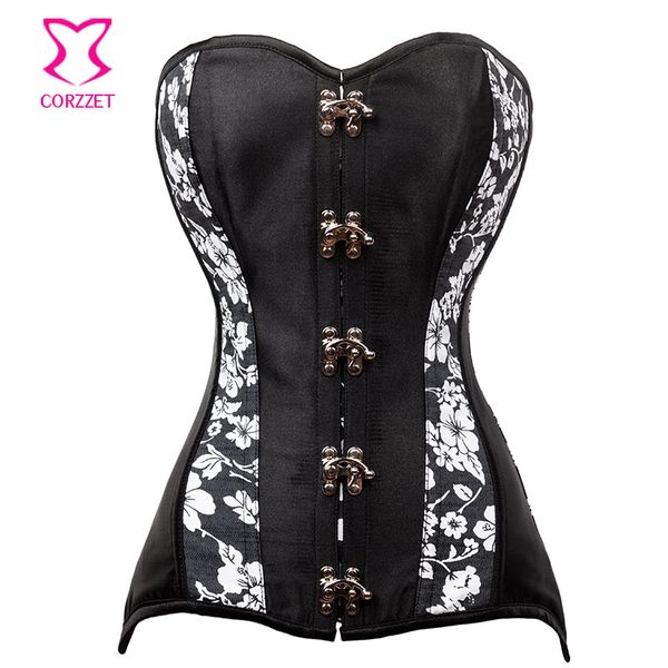 black satin&floral denim gothic corset steel bone steampunk clothing women overbust lace up corsets and bustiers burlesque, Black;white
black satin&floral denim gothic corset steel bone steampunk clothing women overbust lace up corsets and bustiers burlesque, Black;white