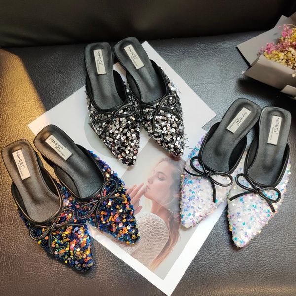 bling fashion women slippers pointed toe bow design slip on slippers mules flats shoes casual party slides summer beach shoes, Black
bling fashion women slippers pointed toe bow design slip on slippers mules flats shoes casual party slides summer beach shoes, Black