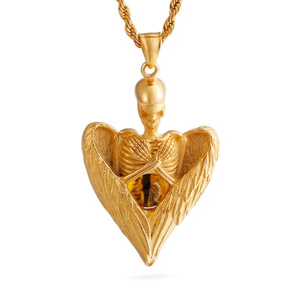 cat's eye ghost head angel wings pendant necklace 316l stainless steel 14k gold plated titanium steel necklace jewelry, Silver
cat's eye ghost head angel wings pendant necklace 316l stainless steel 14k gold plated titanium steel necklace jewelry, Silver