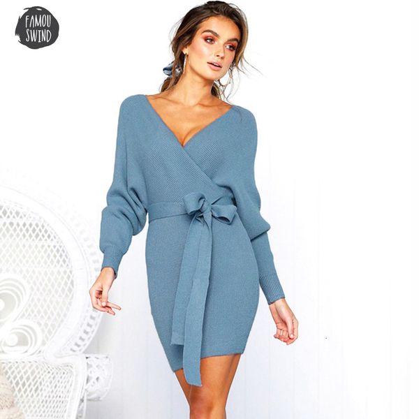 dress v neck knitted winter short sleeve women autumn long sleeve sash mini bodycon dresses elegant robe sweater pull, Black;gray
dress v neck knitted winter short sleeve women autumn long sleeve sash mini bodycon dresses elegant robe sweater pull, Black;gray
