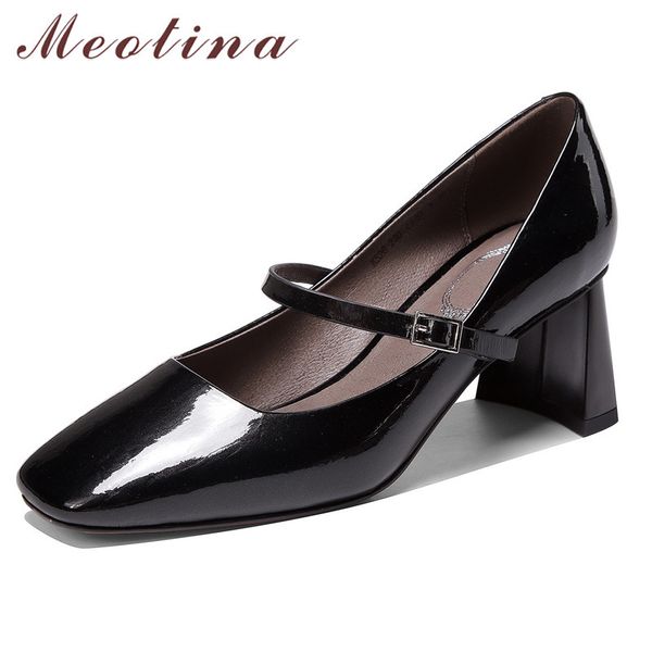 meotina high heels women pumps natural genuine leather thick high heel mary janes shoes buckle square toe party shoes lady 34-39, Black
meotina high heels women pumps natural genuine leather thick high heel mary janes shoes buckle square toe party shoes lady 34-39, Black