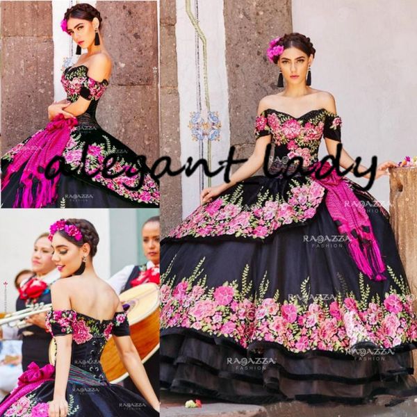 black ball gown quinceanera dresses off the shoulder neck beaded tiered sweet 16 dress lace-up organza flower appliqued masquerade gowns, Blue;red
black ball gown quinceanera dresses off the shoulder neck beaded tiered sweet 16 dress lace-up organza flower appliqued masquerade gowns, Blue;red