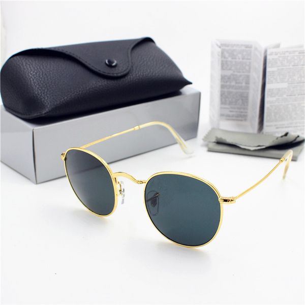 1pcs new fashion men's women round retro sunglasses gold frame black glass 50mm lens uv400 protection black case, White;black
1pcs new fashion men's women round retro sunglasses gold frame black glass 50mm lens uv400 protection black case, White;black