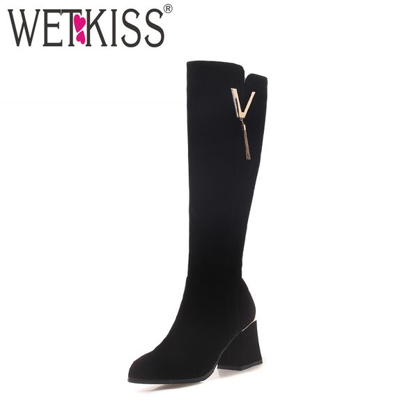 wetkiss knee high women boots round toe tassel footwear casual high heels female boot winter flock shoes women 2018 plus size 43, Black
wetkiss knee high women boots round toe tassel footwear casual high heels female boot winter flock shoes women 2018 plus size 43, Black
