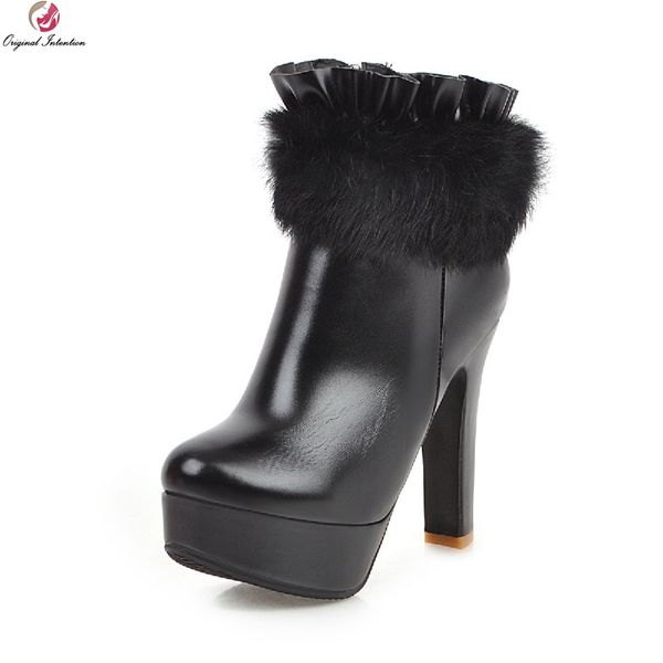 original intention fashion black red white ankle boots woman high platform faux fur round toe heels shoes
original intention fashion black red white ankle boots woman high platform faux fur round toe heels shoes