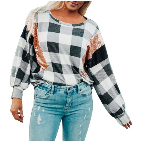 fashion women sweatshirt womens o-neck long sleeves plaid print sequins splicing easy women loose pullover sweatshirt s-2xl, Black
fashion women sweatshirt womens o-neck long sleeves plaid print sequins splicing easy women loose pullover sweatshirt s-2xl, Black