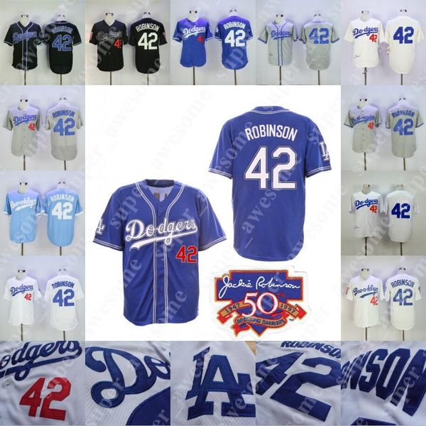 42 Jackie Robinson Jersey With 50th Patch Brooklyn Dodgers Baseball Jerseys Cream Baby Blue White Grey Home Away All Stitched
42 Jackie Robinson Jersey With 50th Patch Brooklyn Dodgers Baseball Jerseys Cream Baby Blue White Grey Home Away All Stitched