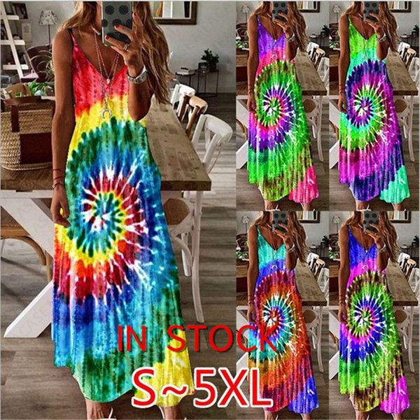 s-5xl women designer summer dress tie dye whirlpool print long mxi dress sleeveless adjustable strap boho chic beach skirts overalls d7104, White
s-5xl women designer summer dress tie dye whirlpool print long mxi dress sleeveless adjustable strap boho chic beach skirts overalls d7104, White