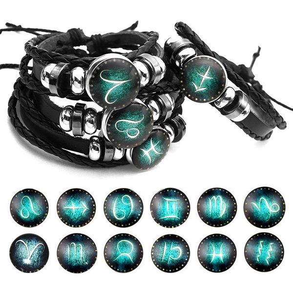 luminous 12 constellations leather bracelet zodiac sign with beads charm braided bracelets punk for boys men jewelry accessories, Black
luminous 12 constellations leather bracelet zodiac sign with beads charm braided bracelets punk for boys men jewelry accessories, Black
