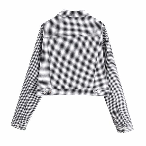 f0902-western style women's dress 2019 autumn new style short fold-down collar mixed colors plaid jacket women's, Black;brown
f0902-western style women's dress 2019 autumn new style short fold-down collar mixed colors plaid jacket women's, Black;brown