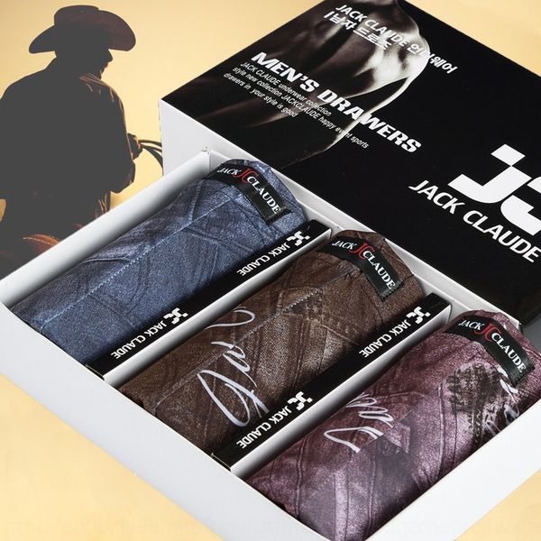 3 boxed ice silk boxer pants denim print straight 3 boxed men's underwear ice silk underwear boxer pants men's denim print straigh, Black;white