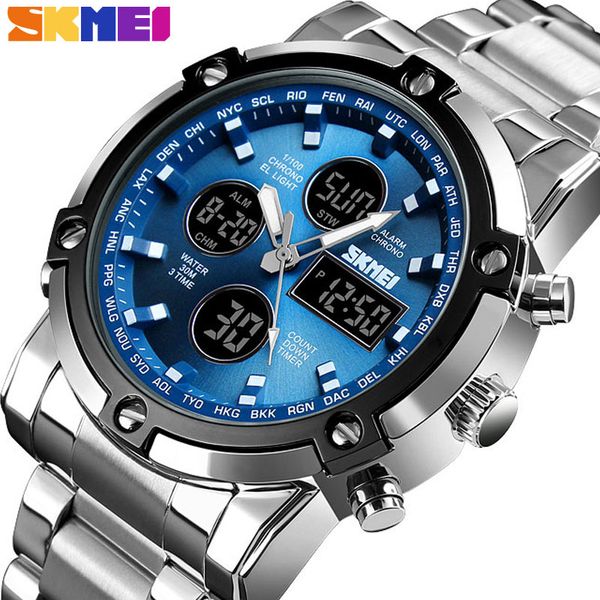 skmei men digital watch fashion sports watch countdown stainless steel strap men wristwatch quartz clock relogio masculino 1389, Slivery;brown
skmei men digital watch fashion sports watch countdown stainless steel strap men wristwatch quartz clock relogio masculino 1389, Slivery;brown